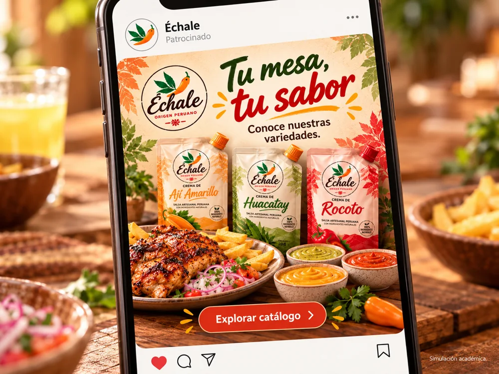 Mockup conceptual de anuncio Meta Ads para Échale, no publicado